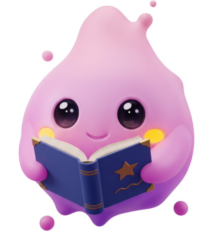 Omniglot mascot with book